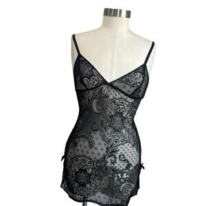 Victoria’s Secret Black Lace Babydoll Slip Top Sz S Y2K Coquette Lingerie